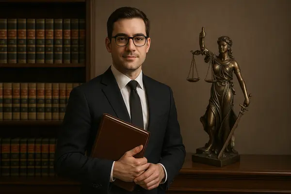 a male lawyer holding a book while posing for the camera from Lemon Law Attorney San Antonio in Converse, TX - Converse TX