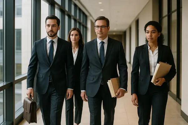 4 lawyers walking down the hall of a building from Lemon Law Attorney San Antonio in San Antonio, TX - gmc lemon law 4 lawyers walking down the hall of a building from Lemon Law Attorney San Antonio in San Antonio, TX - gmc lemon law