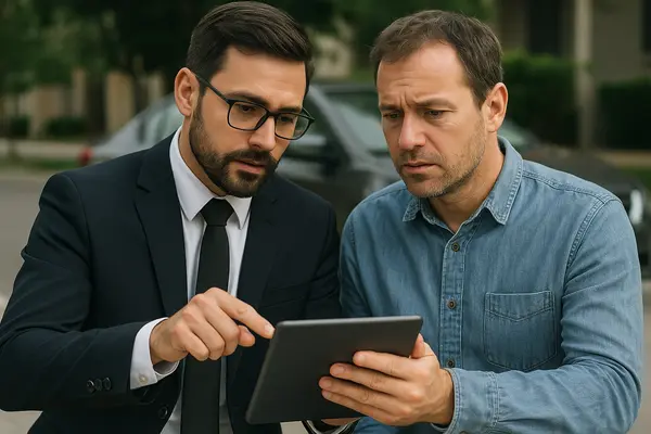 a lawyer with an ipad explaining something to his client from Lemon Law Attorney San Antonio in San Antonio, TX - lemon law claim costs