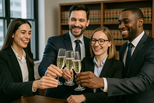 4 lawyers celebrating with champagne they won a case from Lemon Law Attorney San Antonio in San Antonio, TX - pro bono lemon law lawyers 4 lawyers celebrating with champagne they won a case from Lemon Law Attorney San Antonio in San Antonio, TX - pro bono lemon law lawyers